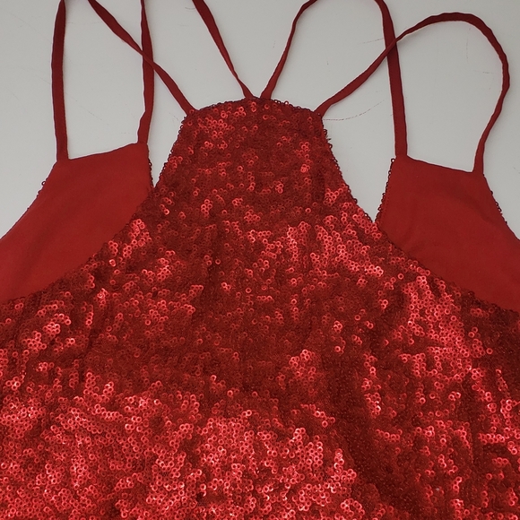 Guess Red Sequin Camisole Top - Picture 2 of 7